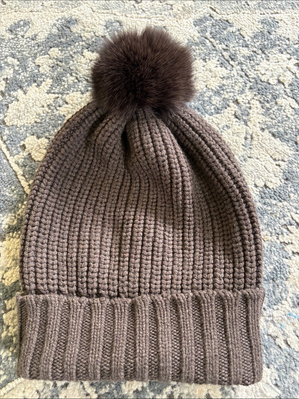 Regina Italy knit wool and cashmere pom-pom beanie
